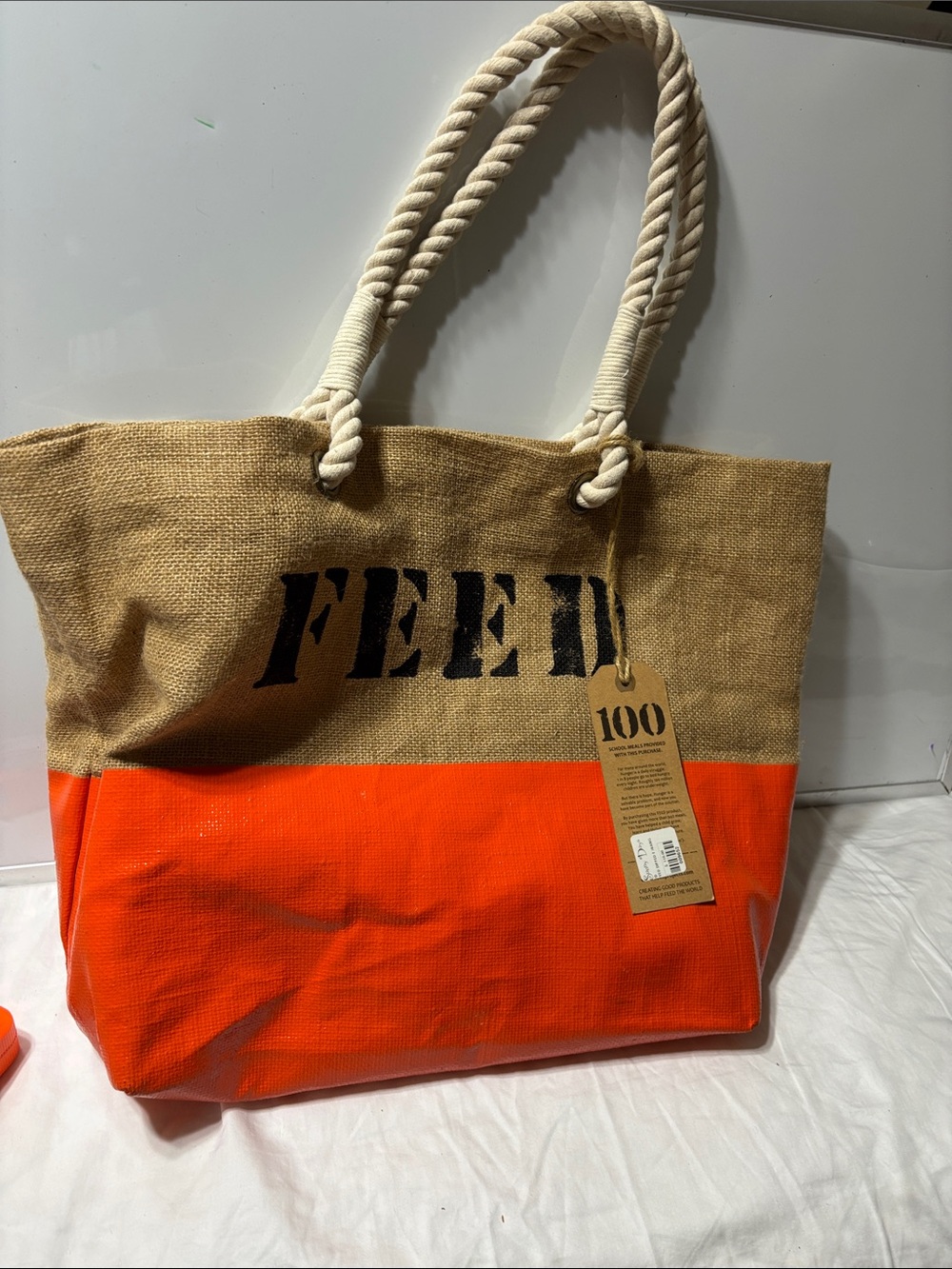 Feed Dipped Canvas Tote Bag in Natural Cream - Unbranded. NWT